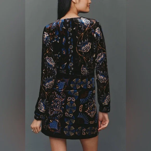 black arabesque mix scarves wrap mini dress ARABESQUE MIX SCARVES BLACK WRAP MINI DRESS